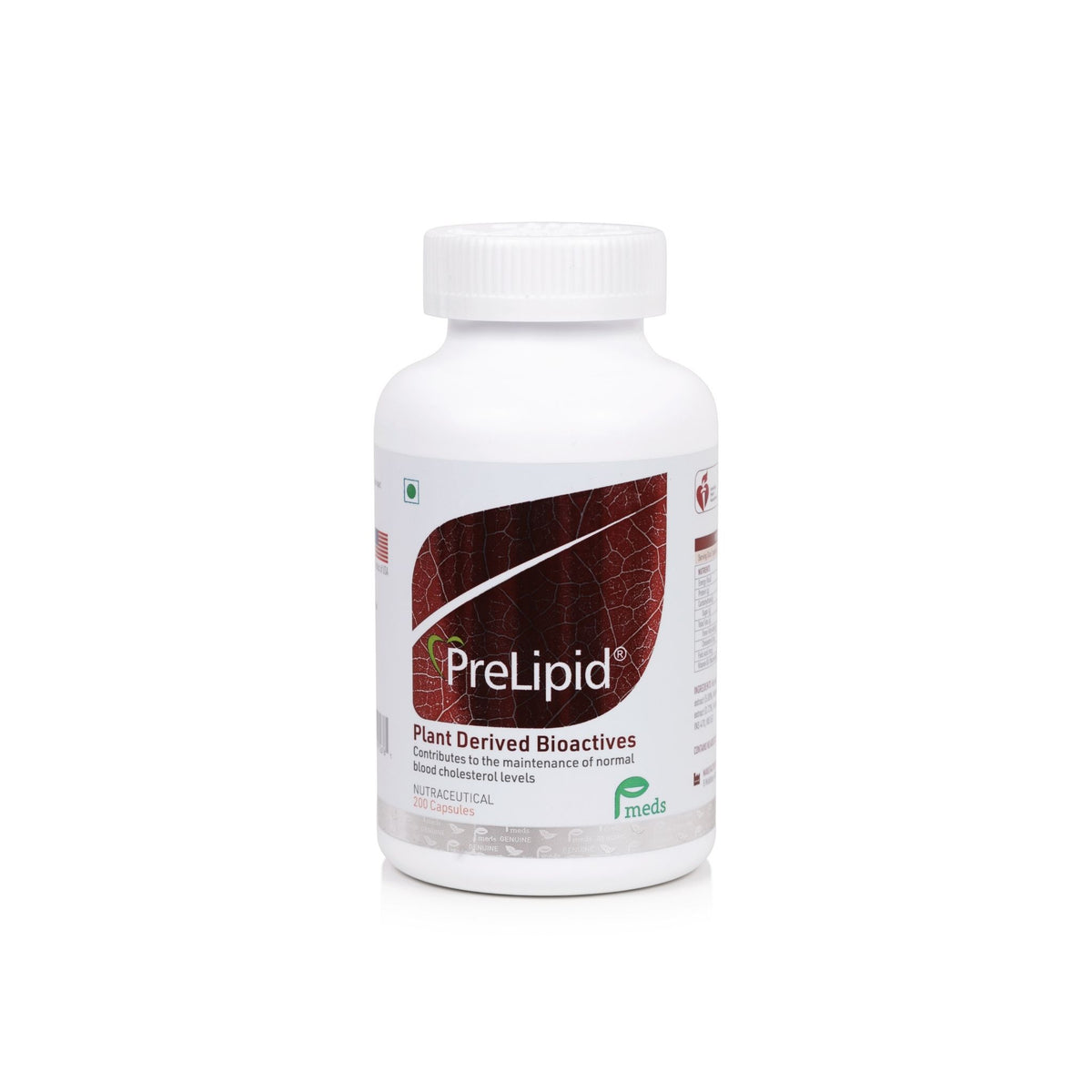 white bottle of prelipid with red 