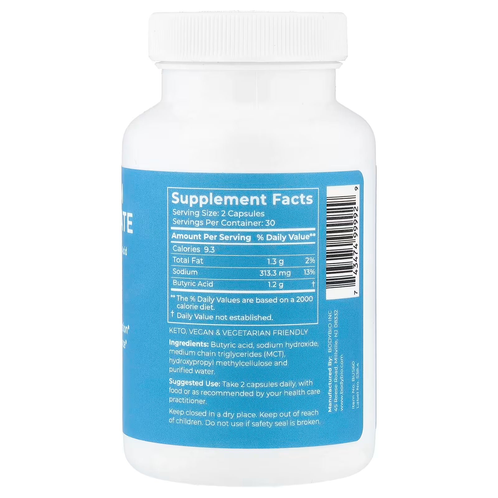 Supplement bottle with blue label showing 'Supplement Facts' on a white background
